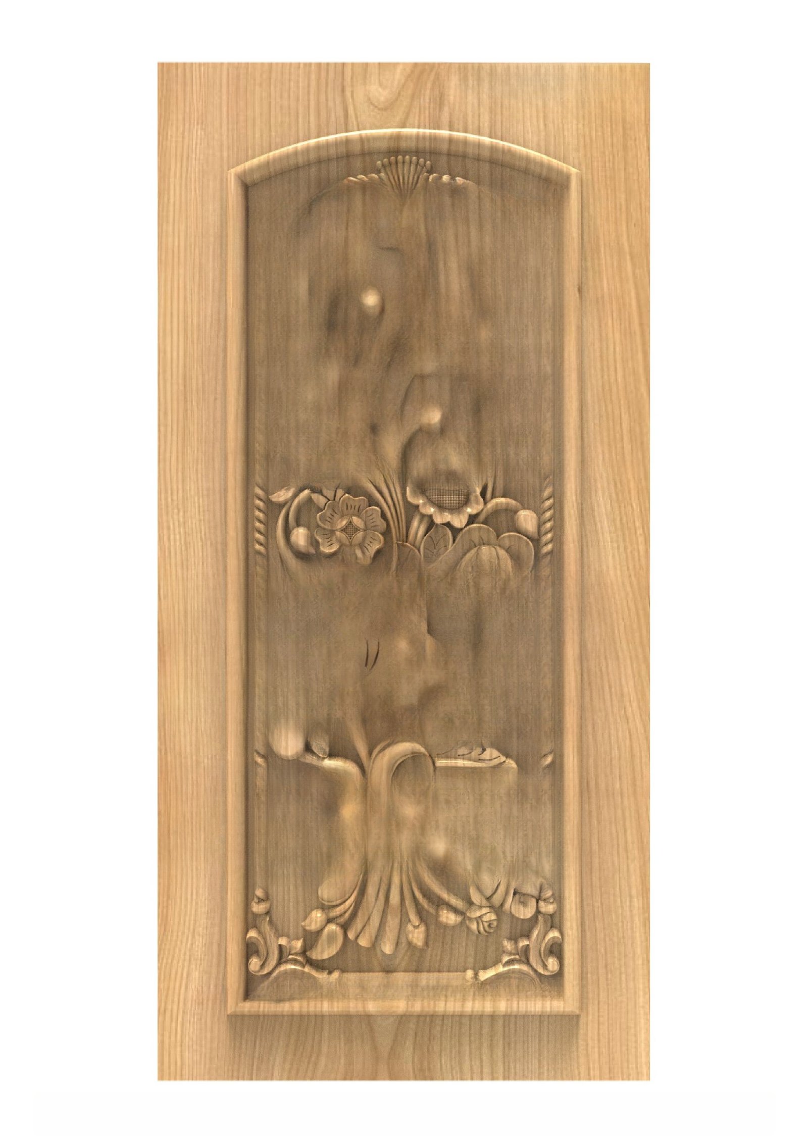 GSK DELITE DOORS - DL-44 Elegant Floral Motif Arch Carved Door 3D Model
